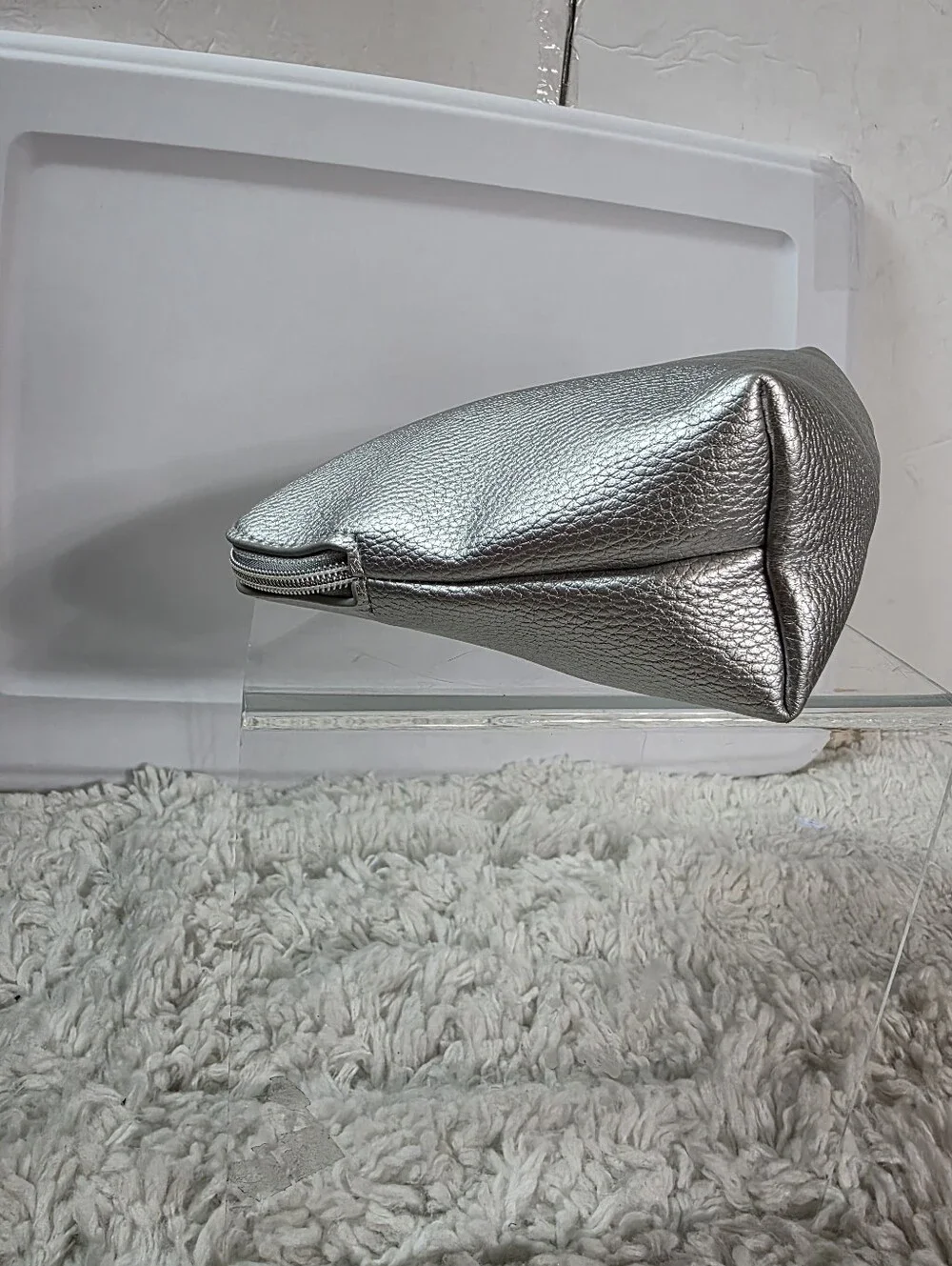 Obagi Silver Metallic Cosmetic Case Bag